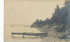 Rowboats along the Wooded Shoreline real photo postcard 1908 picture