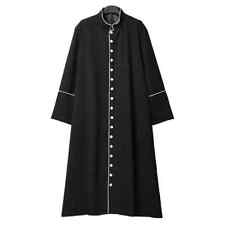 New Men's Black Cotton Church Priest Cassock Clergy Robe Preacher Quick Shipping picture