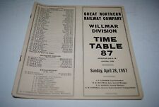 April 1957 Great Northern WILLMAR DIV ETT #87 picture