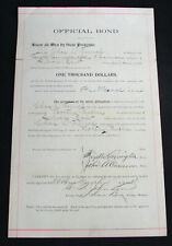 #94 - old 1894 OFFICIAL BOND NOTARY PUBLIC document SILVER BOW County, MONTANA picture