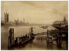 Francis Frith, London, Houses of Parliament and Lambeth Pier Vintage Albumen Pri picture