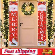 Merry Christmas Banner Christmas Porch Sign Decorations for Door Wall Hanging picture