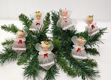 Vintage 1950s Tulle Christmas Angels Pipe Cleaner Arms Ornament Lot of 6 picture