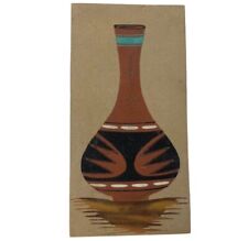 Vintage Native American Sand Art Water Jar Pottery Painting Signed Paul Garcia picture