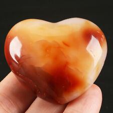 Natural Red Carnelian Agate Crystal Quartz Peach Heart Reiki Heal Palm Stone 215 picture
