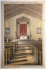 Interior View of Chadwick Catholic Chapel - US Naval Training Station - Postcard picture