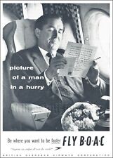 1960 BOAC ad British Overseas Airways Corp advert airlines MAN IN A HURRY picture