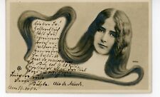 Cleo De Merode Dancer with Long Hair Art Nouveau Original Photo Postcard RPPC picture