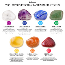 7PC Lot Seven Chakra Tumbled Stone, Natural Gemstones Runes Rocks Peace of Mind picture