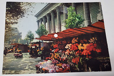 Record Postcard Paris Flower Market near the Madeline Novelty Yvon Artist 8 x 6