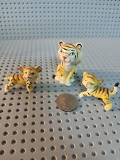 VTG Miniature Bone China Tiger Mom and Cub Figurines read description picture