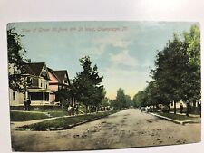 1909 View Of Green St From 6th St West Champaign Illinois Postcard picture