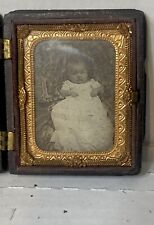 RARE Gutta Percha Case With  Ambrotype Of Baby picture