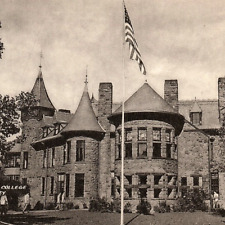 c.1940 Iviswold Castle American Flag Fairleigh Dickinson Rutherford NJ Postcard picture