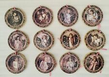 1997 Bradford Gold Trimmed Angel Ornaments Set Of 12 picture