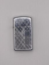 1981 Zippo Slim Lighter Fancy Design & pin stripes Unmonogrammed Chrome Plated picture