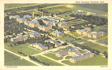 c.1940 Aerial View State Hospital Hastings NE post card Insane Asylum ? Linen picture