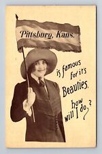 Pittsburg KS-Kansas, Famous For Its Beauties, Beauty Vintage Souvenir Postcard picture