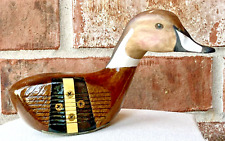 VTG Hand Carved Wooden Duck Head Golf Club Painted Duck Paperweight Office Decor picture