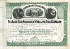 Lake Erie, Alliance and Wheeling Coal signed by James R. Garfield - Stock Certif picture