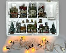 Christmas Expressions Dickens Village Complete Porcelain 7 Building Set & Lights picture