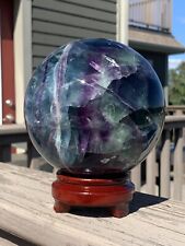 3,490g Rainbow Fluorite *HUGE* Sphere w/Stand •Over 7.5 Pounds *U.S. Based* picture