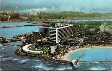 Aerial View Caribe Hilton San Juan Puerto Rico Ocean Beach Pool Postcard Unused picture