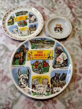 1000 Animals Lake Placid NY Collector Plates Set Of 3 Used Vintage Zoo picture