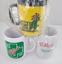Vintage 80s Kellogg's Cereal Plastic Mugs Safety First Mugs Retro Logo 1987 picture