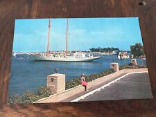 Yacht at Entrance to Lido Isle Newport Harbor California Postcard picture
