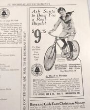 1920s St Nicholas Advertisements Black & White Print Ad Little Hummer Bicycle  picture