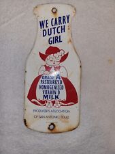 Vintage Dutch Girl TIN SIGN San Antonio Texas Erickson--Des Moines Farm Gas Oil  picture