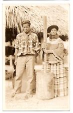 RPPC Real Photo Postcard - John Modlow & wife, Seminole Indians, corn grinder picture