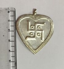 925 Silver 4.5 cm Hindu Religious Swastik Swastika Heart Pendant,  picture