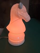White Knight Porcelain Horse Lamp Chess Piece Accent Lamp 7.5” Tall picture