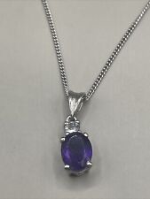 Vintage Sterling Silver 18” Amethyst & White Topaz Necklace Gemstone Jewelry picture