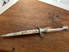 VINTAGE OMOR JAPAN dragron engraved bone handle FIGHTING KNIFE picture