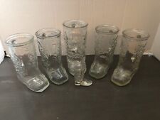 Lot Western Style Boot Mugs 4 Matching 6 Inch Tall 1 6.5 Inches 1 Shot Glass  picture
