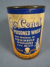 Rare Vintage Empty Cenol Posioned Wheat Can for Squirrels, Gophers & Mice picture