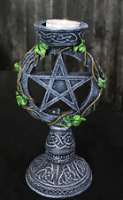 Wicca Pentagram Star In Circle With Celtic Knotwork Ivy Vine Votive Candleholder picture