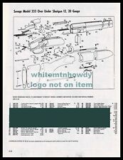 1984 SAVAGE Model 333 Over Under 12 20 gauge Shotgun  Schematic Parts List picture