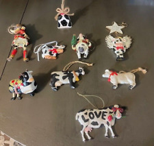 Cow Christmas Ornaments lot of 9 picture