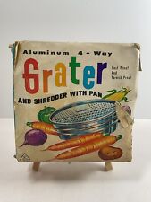Vtg  Mid Century Kitchen Aluminum 4-way Grater Shredder W/ Pan Original Box  NOS picture