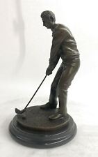 100% Solid Bronze Sculpture Statue Golfer Golf Male Golfing Trophy Deal Figurine picture