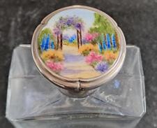 Art Deco Goldsmith & Silversmith Silver Lid with Enamelled Garden Vanity Bottle picture
