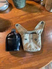 USMC WW2 Crossover canteen cover with porcelain canteen picture