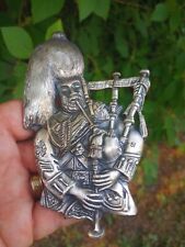 Vintage The Piper Bagpipe Player Pewter / Steel Award Large Pin Bac / Scotland  picture
