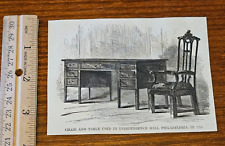 Harper's Weekly 1867 Sketch Print Chair Table in Independence Hall Philadelphia picture