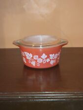 HTF JAJ Pyrex Coral Red Gooseberry 473 Casserole Dish with Lid picture