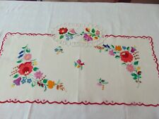 2 PIECES Hungarian Traditional HANDEMBROIDERED Tablecloth Floral Needlework picture